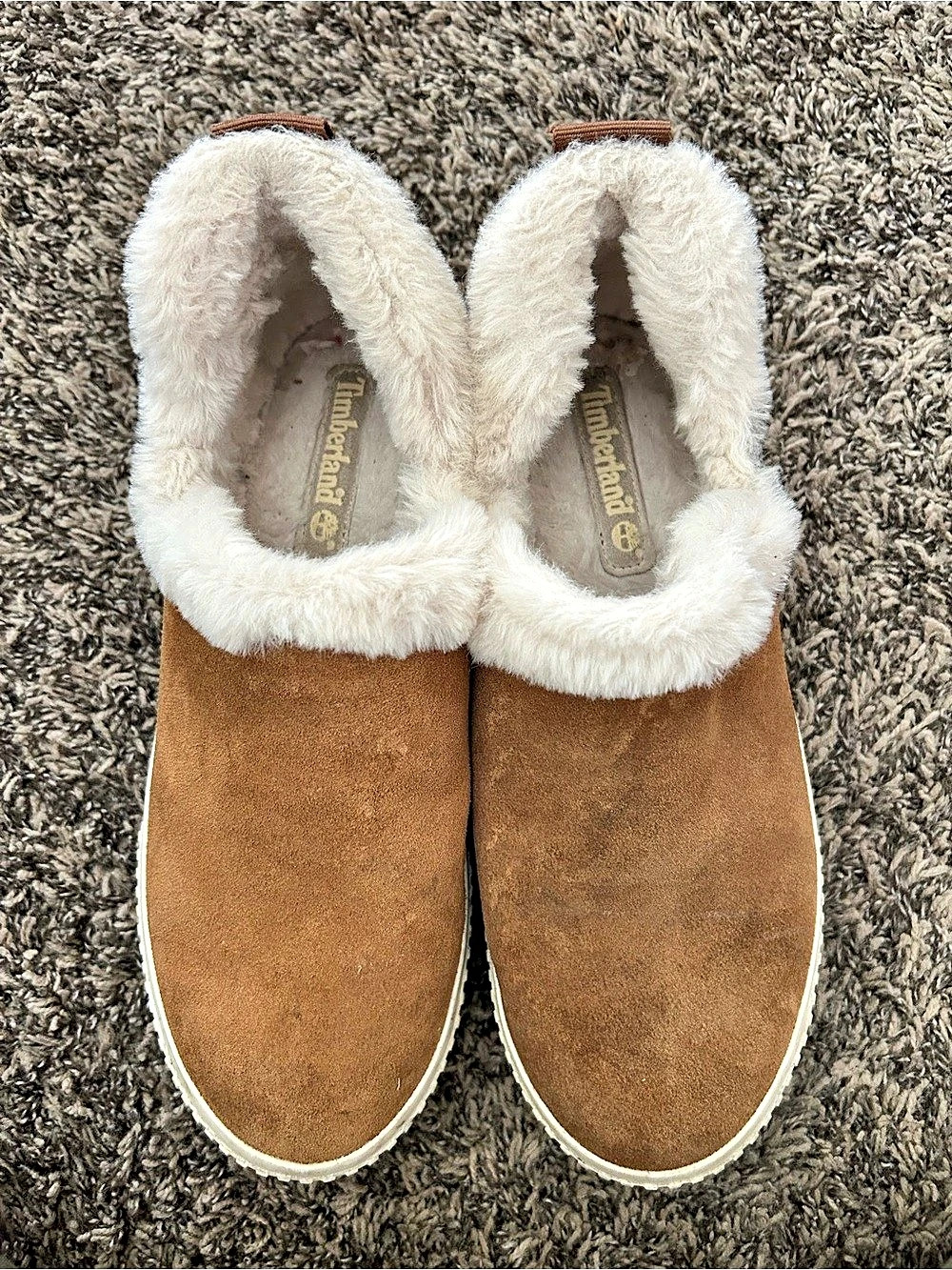 Timberland Courmayeur Valley Shearling Slip-On Sneakers Brown & White